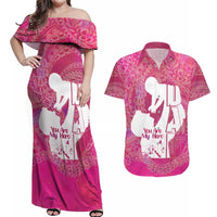 Pink Polynesia Father's Day Couples Matching Off Shoulder Maxi Dress and Hawaiian Shirt Dad You Are My Hero