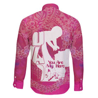 Pink Polynesia Father's Day Family Matching Long Sleeve Bodycon Dress and Hawaiian Shirt Dad You Are My Hero