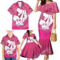 Pink Polynesia Father's Day Family Matching Mermaid Dress and Hawaiian Shirt Dad You Are My Hero