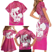 Pink Polynesia Father's Day Family Matching Short Sleeve Bodycon Dress and Hawaiian Shirt Dad You Are My Hero