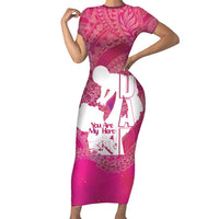 Pink Polynesia Father's Day Family Matching Short Sleeve Bodycon Dress and Hawaiian Shirt Dad You Are My Hero