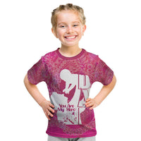 Pink Polynesia Father's Day Kid T Shirt Dad You Are My Hero