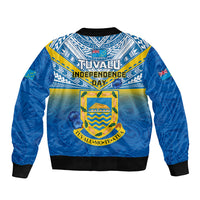 Tuvalu Independence Day Sleeve Zip Bomber Jacket Tuvaluan Proud 45th Anniversary Polynesian Pattern LT14 - Polynesian Pride
