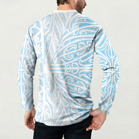 Blue New Zealand Puhoro Maori Tattoo Button Sweatshirt LT14 - Polynesian Pride