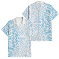 Blue New Zealand Puhoro Maori Tattoo Family Matching Short Sleeve Bodycon Dress and Hawaiian Shirt LT14 Dad's Shirt - Short Sleeve Blue - Polynesian Pride