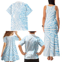Blue New Zealand Puhoro Maori Tattoo Family Matching Tank Maxi Dress and Hawaiian Shirt LT14 - Polynesian Pride