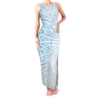 Blue New Zealand Puhoro Maori Tattoo Family Matching Tank Maxi Dress and Hawaiian Shirt LT14 Mom's Dress Blue - Polynesian Pride