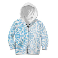 Blue New Zealand Puhoro Maori Tattoo Kid Hoodie LT14 Zip Hoodie Blue - Polynesian Pride
