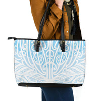 Blue New Zealand Puhoro Maori Tattoo Leather Tote Bag LT14 - Polynesian Pride