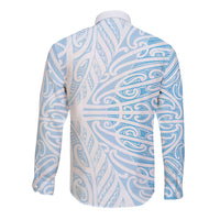 Blue New Zealand Puhoro Maori Tattoo Long Sleeve Button Shirt LT14 - Polynesian Pride