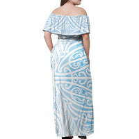 Blue New Zealand Puhoro Maori Tattoo Off Shoulder Maxi Dress LT14 - Polynesian Pride
