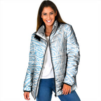 Blue New Zealand Puhoro Maori Tattoo Padded Jacket LT14 Women Blue - Polynesian Pride
