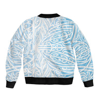 Blue New Zealand Puhoro Maori Tattoo Sleeve Zip Bomber Jacket LT14 - Polynesian Pride