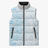 Blue New Zealand Puhoro Maori Tattoo Sleeveless Puffer Jacket LT14 Unisex Blue - Polynesian Pride