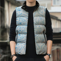 Blue New Zealand Puhoro Maori Tattoo Sleeveless Puffer Jacket LT14 - Polynesian Pride