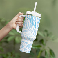 Blue New Zealand Puhoro Maori Tattoo Tumbler With Handle LT14 - Polynesian Pride