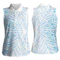Blue New Zealand Puhoro Maori Tattoo Women Sleeveless Polo Shirt LT14 - Polynesian Pride