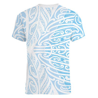 Blue New Zealand Puhoro Maori Tattoo Women V-Neck T-Shirt LT14 - Polynesian Pride