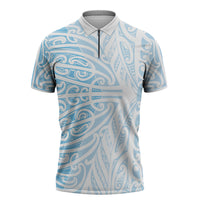 Blue New Zealand Puhoro Maori Tattoo Zipper Polo Shirt LT14 Blue - Polynesian Pride