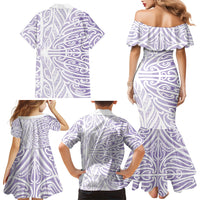 Purple New Zealand Puhoro Maori Tattoo Family Matching Mermaid Dress and Hawaiian Shirt LT14 - Polynesian Pride