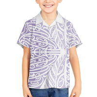 Purple New Zealand Puhoro Maori Tattoo Family Matching Off Shoulder Short Dress and Hawaiian Shirt LT14 Son's Shirt Purple - Polynesian Pride