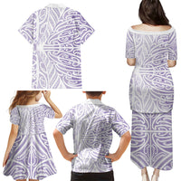 Purple New Zealand Puhoro Maori Tattoo Family Matching Puletasi and Hawaiian Shirt LT14 - Polynesian Pride