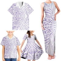Purple New Zealand Puhoro Maori Tattoo Family Matching Tank Maxi Dress and Hawaiian Shirt LT14 - Polynesian Pride