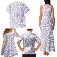 Purple New Zealand Puhoro Maori Tattoo Family Matching Tank Maxi Dress and Hawaiian Shirt LT14 - Polynesian Pride