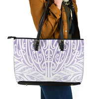 Purple New Zealand Puhoro Maori Tattoo Leather Tote Bag LT14 - Polynesian Pride
