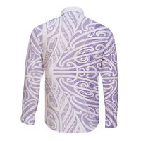Purple New Zealand Puhoro Maori Tattoo Long Sleeve Button Shirt LT14 - Polynesian Pride