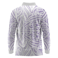 Purple New Zealand Puhoro Maori Tattoo Long Sleeve Polo Shirt LT14 - Polynesian Pride