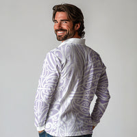 Purple New Zealand Puhoro Maori Tattoo Long Sleeve Polo Shirt LT14 - Polynesian Pride