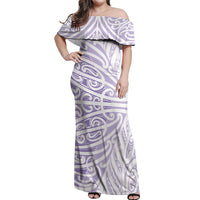 Purple New Zealand Puhoro Maori Tattoo Off Shoulder Maxi Dress LT14 Women Purple - Polynesian Pride