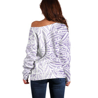 Purple New Zealand Puhoro Maori Tattoo Off Shoulder Sweater LT14 - Polynesian Pride