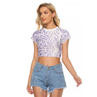 Purple New Zealand Puhoro Maori Tattoo Raglan Cropped T Shirt LT14 Female Purple - Polynesian Pride