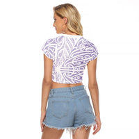 Purple New Zealand Puhoro Maori Tattoo Raglan Cropped T Shirt LT14 - Polynesian Pride