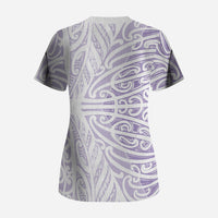 Purple New Zealand Puhoro Maori Tattoo Scrub Top LT14 - Polynesian Pride
