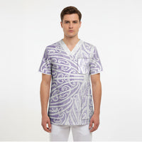 Purple New Zealand Puhoro Maori Tattoo Scrub Top LT14 - Polynesian Pride