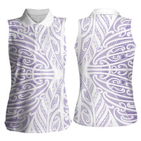 Purple New Zealand Puhoro Maori Tattoo Women Sleeveless Polo Shirt LT14 - Polynesian Pride
