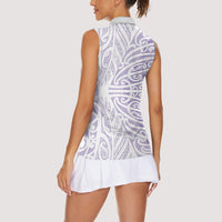 Purple New Zealand Puhoro Maori Tattoo Women Sleeveless Polo Shirt LT14 - Polynesian Pride