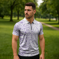 Purple New Zealand Puhoro Maori Tattoo Zipper Polo Shirt LT14 - Polynesian Pride