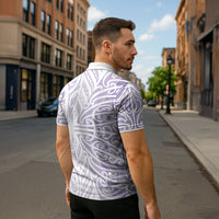 Purple New Zealand Puhoro Maori Tattoo Zipper Polo Shirt LT14 - Polynesian Pride