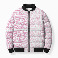 Pink New Zealand Puhoro Maori Tattoo Bomber Puffer Jacket LT14 Unisex Pink - Polynesian Pride