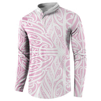 Pink New Zealand Puhoro Maori Tattoo Button Sweatshirt LT14 - Polynesian Pride