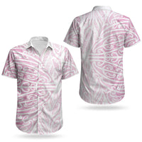 Pink New Zealand Puhoro Maori Tattoo Couples Matching Short Sleeve Bodycon Dress and Hawaiian Shirt LT14 - Polynesian Pride