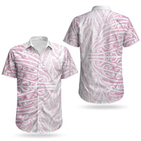 Pink New Zealand Puhoro Maori Tattoo Couples Matching Tank Maxi Dress and Hawaiian Shirt LT14 - Polynesian Pride
