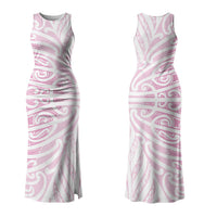 Pink New Zealand Puhoro Maori Tattoo Couples Matching Tank Maxi Dress and Hawaiian Shirt LT14 - Polynesian Pride