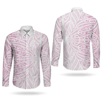 Pink New Zealand Puhoro Maori Tattoo Couples Matching Tank Maxi Dress and Long Sleeve Button Shirt LT14 - Polynesian Pride