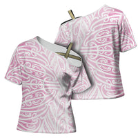 Pink New Zealand Puhoro Maori Tattoo Cross Shoulder Shirt LT14 - Polynesian Pride
