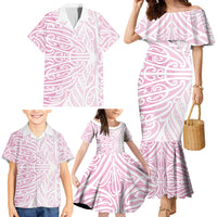 Pink New Zealand Puhoro Maori Tattoo Family Matching Mermaid Dress and Hawaiian Shirt LT14 - Polynesian Pride